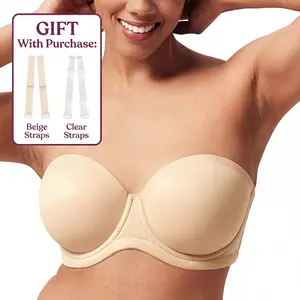 HSIA Classic Comfort Multiway Strapless Bra Plus Size Underwire Stay Up Non Slip Silicone Full Busted Convertible Bra Includes Free Matching And Clear Straps Seamless Full Busted 6 Way Lingerie