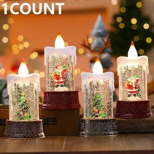 Light-Up Christmas Tree Snow Globe – LED Santa Glitter Lamp, Holiday Night Light & Xmas Home DecorChristmas Water Candle Lamp, Festive Desktop Decoration, Perfect Holiday Gift, Christmas Table Ornament, Ideal for Seasonal Decorations Led Lantern