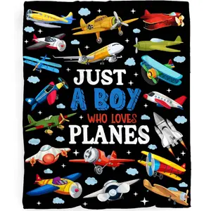 1pc Airplane Slogan Print Aviation Flight Blanket - A gift from a boy who loves airplanes. A soft, comfortable, lightweight flannel blanket perfect for sofa beds, travel, and naps. Suitable for both boys and girls who love airplanes.