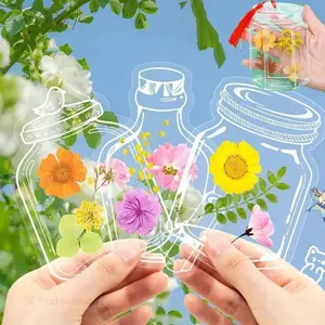 40 Pack Spring DIY Transparent Bookmarks and Tassels, Clear Page Clips for Handmade Stunning Dried Flower Bookmarks/Dried Flowers Wishing Bottle