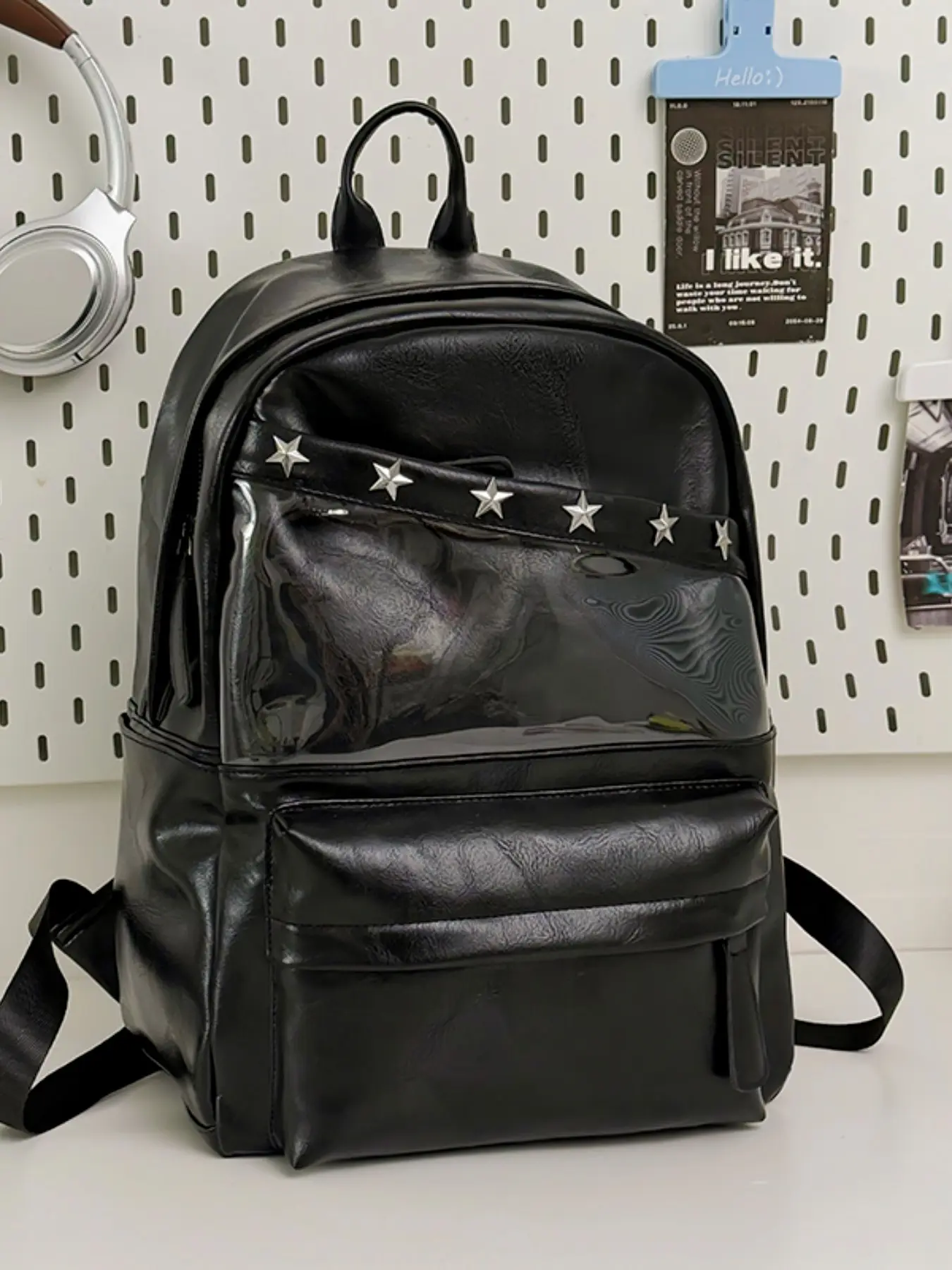 Soft Leather Backpack for Men, Casual Travel Bag, Laptop Bag, Book Bag, Vintage Star Design, Large Capacity, Unisex, Luxury Style