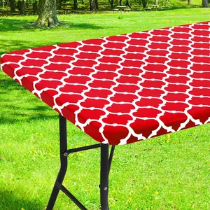 Rectangular Moroccan Table Cover, Vinyl Waterproof Oil-Resistant Easy-Clean, Non-Slip Tablecloth, Indoor Outdoor Party Wedding Event