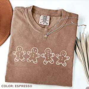 Comfort Colors Christmas Gingerbread Cookies T-Shirt,  Festive Holiday Outfit, Womens Xmas Graphic Tee