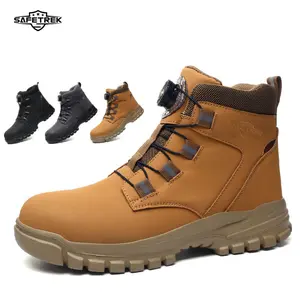 SAFETREK Men's Steel Toe High Top Work Boots, Comfortable &Wear-resistant High Cut Shoes ,Elastic & VersatileSafety Shoes for All Seasons, Closed Indestructible Footwear Boy