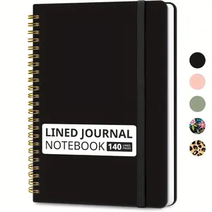 Lined Spiral Journal Notebook for Men and Women, 140 pages, Composition Notebook, College Grid Hardcover Notebook, Sketchbook, Drawing and Sketchbook, Bullet Point Notebook, For Work and Note-taking, Writing Journal, A5 (6 "x8") - Black