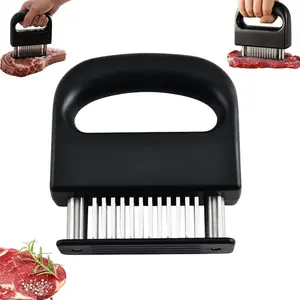 [Summervibes] 48 Stainless Steel Needle Meat Tenderizer, Non-Slip Handle, Sharp Prongs for Breaking Meat Fibers & Boosting Marinade Absorption, Ideal for Beef Pork Steak, Black
