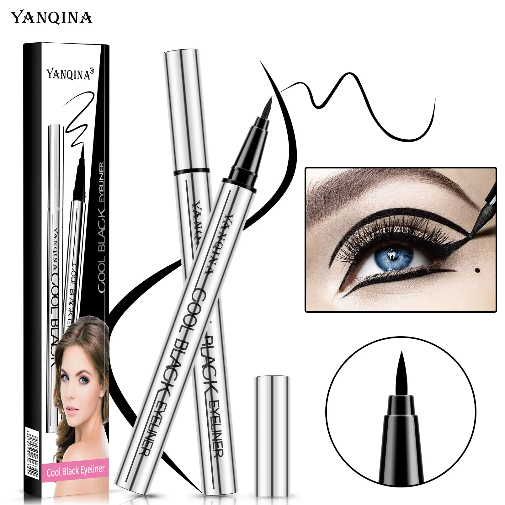 【Buy 2 Get 1 Free Gift】Dark Long-Wear Eyeliner Beauty Product for Adults - Waterproof, Lightweight, Vegan Safe, Cruelty Free, 24-Hour Smooth Application, Ultra-Creamy Silky Texture, Angled Option, Single Item, Flawless Finish