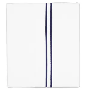 Navy Lines Embroidered Flat Sheet