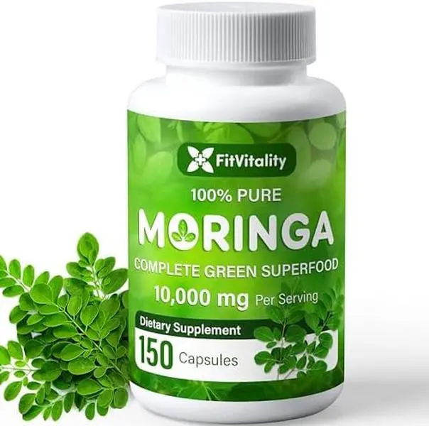 Moringa Capsules| 150 Capsules| Moringa Oleifera | Pure & Natural| Non-GMO and Gluten Free Supplement | Complete Green Superfood | Moringa Leaf Extract Powder