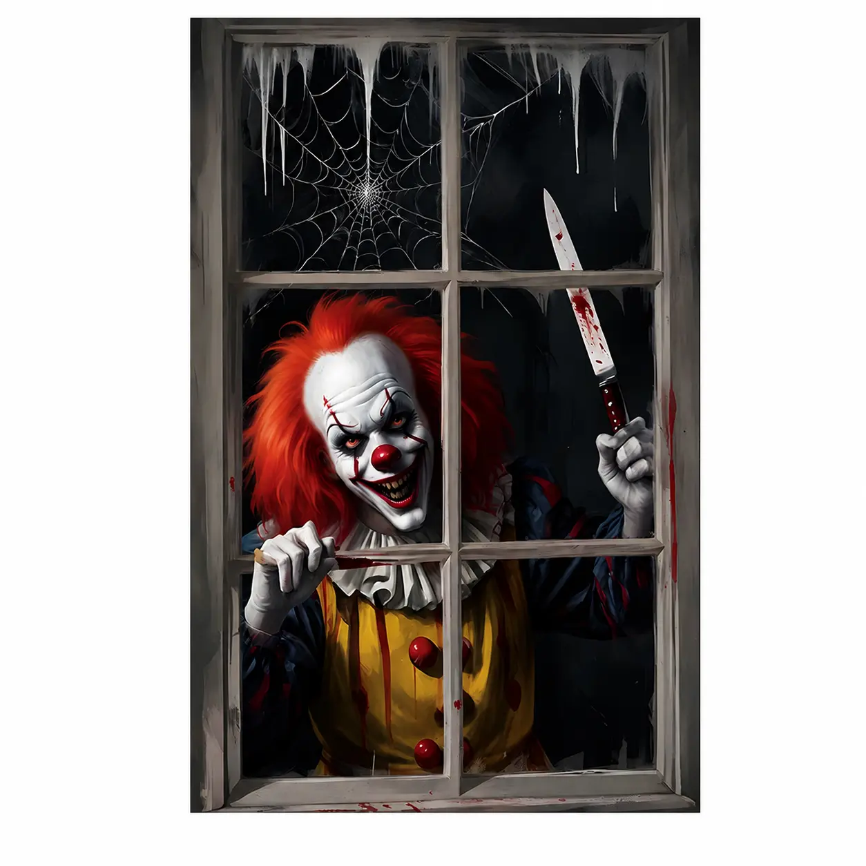 Halloween Blackout Window Curtains - Polyester Shower Curtain-Style Panels with Spooky Horror Designs, Indoor Halloween Decorations for Home Window Area, Room Decor Festive Gift