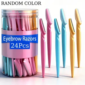 24 Pack Facial Razors Kit for Women & Men - Eyebrow Razors for Eyebrow Shaping, Stainless Steel Razors with 24 Protective Caps, Painless Dermaplaning & Exfoliating Blades for Eyebrow, Upper Lip, Peach Fuzz Hair Removal - Travel-Friendly Beauty