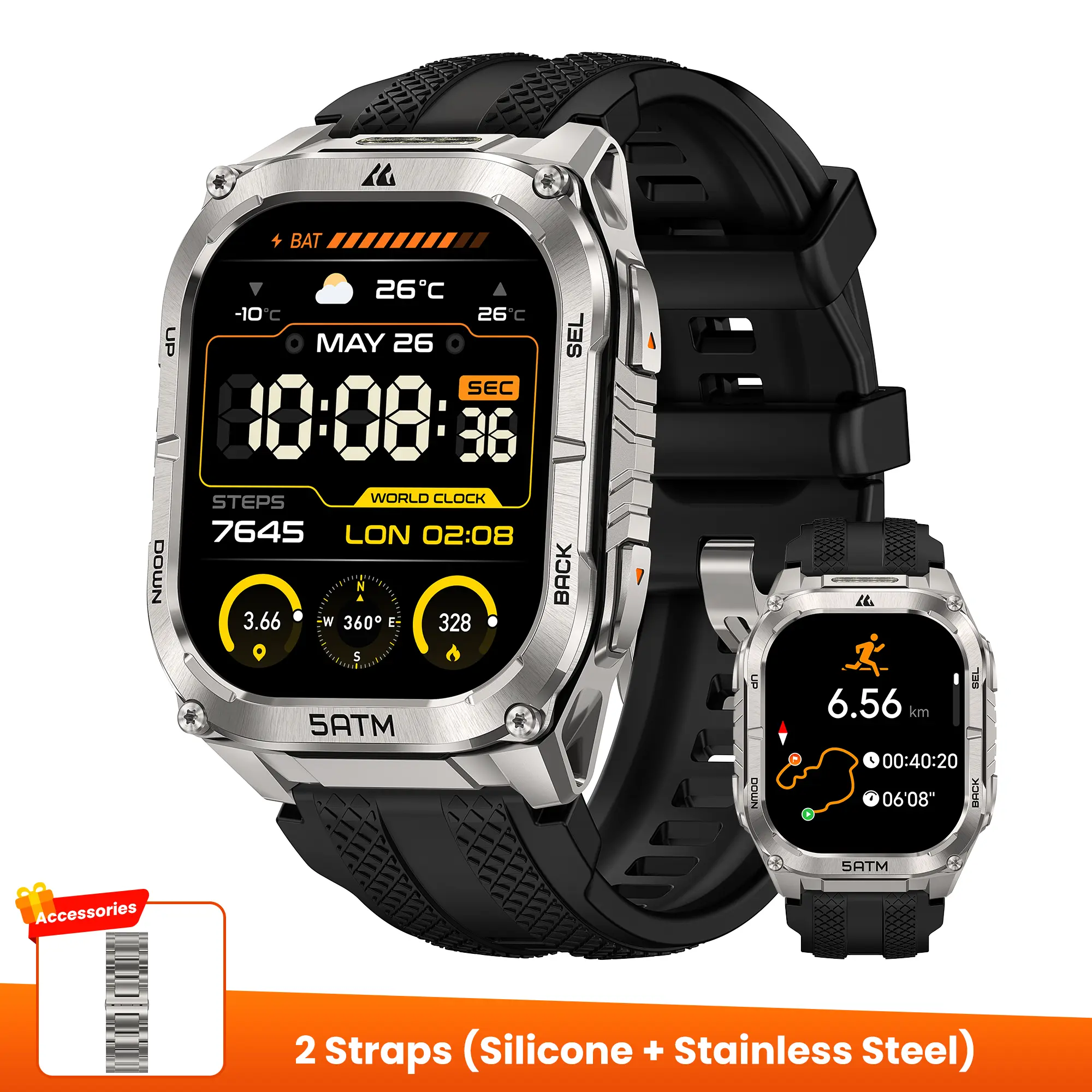 Silver+ Stainless Steel Strap