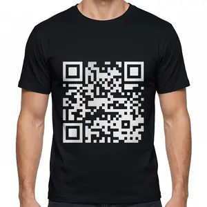 Funny FU QR Code T-Shirt Black Cotton Crew Neck Short Sleeve Casual Graphic Tee for Men Comfortable Versatile Everyday Wear Soft Stylish Streetwear Top