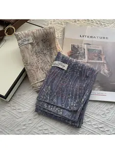 French country-style floral square scarf spring thin scarf retro soft sweet headscarf Korean-style versatile silk scarf