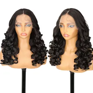 Nnzes synthetic curly wigs for women natural black hair wig lace front Glueless Wigs with Elastic Bands for Beginners 20 inch