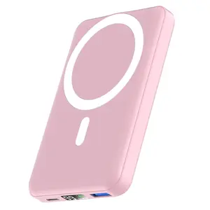podoru for Magsafe Power Bank, 10000mAh Magnetic Portable Charger with 22.5W PD Fast Charging USB-C Cable LED Display Wireless Battery Pack for iPhone 17/16/15/14/13/12 Series-Pink