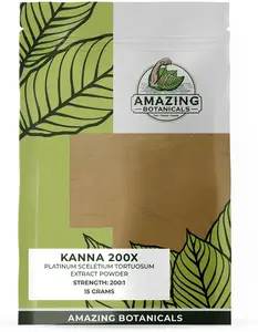 Amazing Botanicals Natural Kanna Powder Supplement - Premium Sceletium Tortuosum Extract, 15g Edible, Vegan, Non-GMO Brain Health Dietary Wellness Vitamin Pack