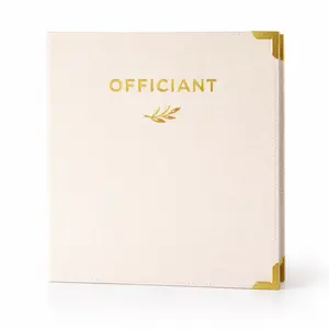Officiant Binder, Linen 3 Ring Folder with Gold Foil Stamping, Wedding Officiant Binder for Ceremony Scripts, Vows and Documents - 10.5 x 12"