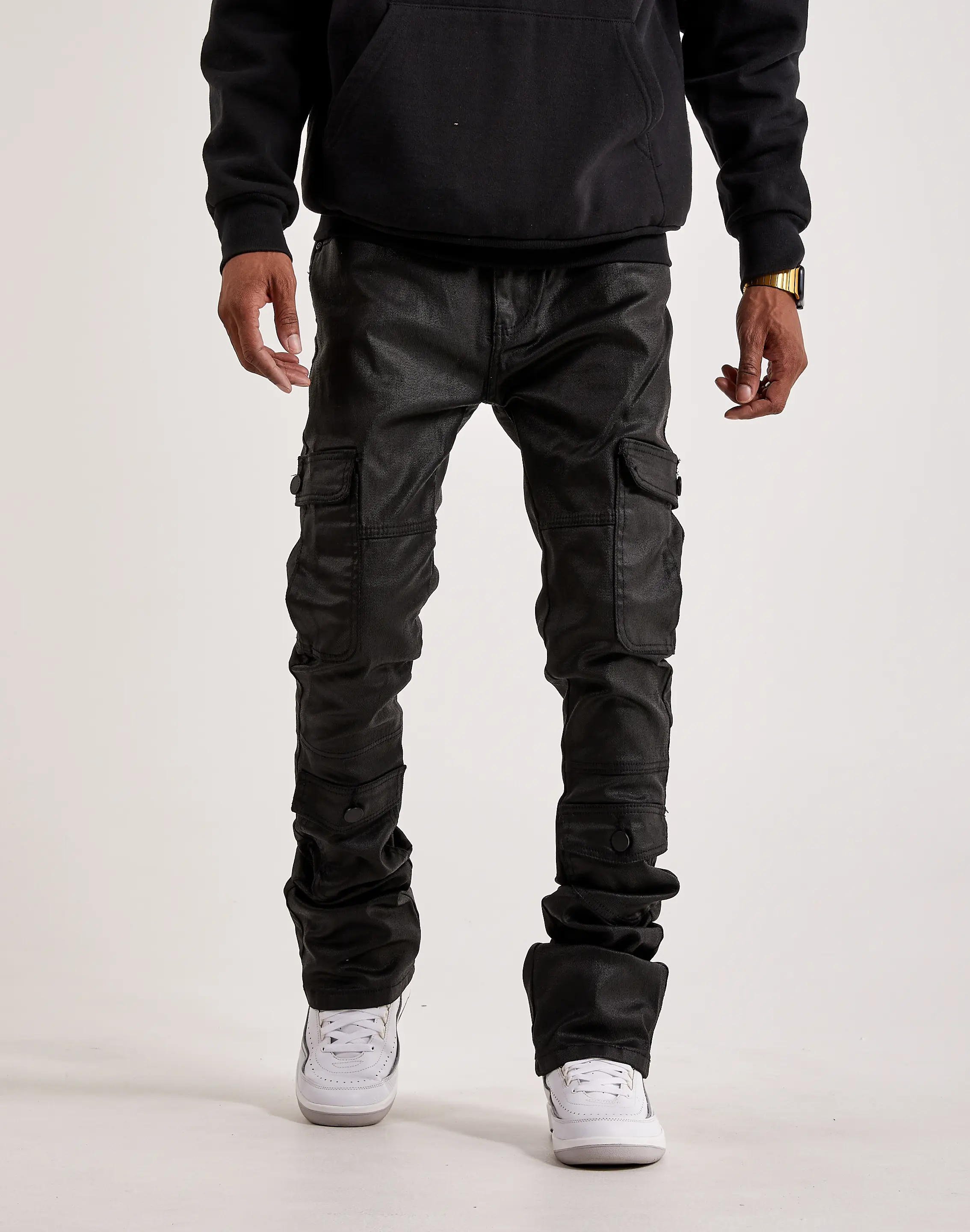 Mens WAIMEA Stacked Coated Cargo Denim Jeans