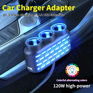 1pc Universal 12V/24V Car Charger Adapter with QC 3.0 Multi-Port & 3.1A PD USB Interface, Fast Charging Outlet Splitter for Mobile Devices, ABS Front Placement Automotive Power Accessory Without Battery