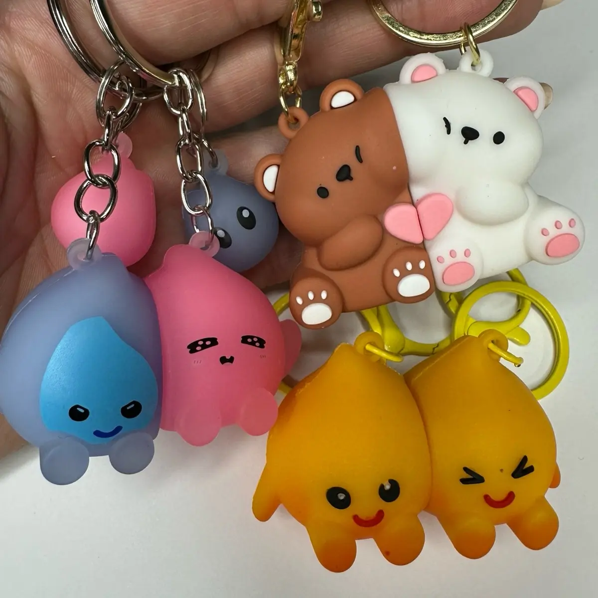 Cute Bear or Twin Flames Couple Keychains - Set of 2, Perfect for Friendship Gifts - Accessories