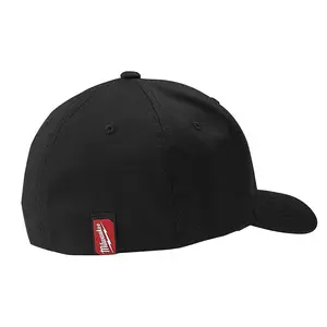 Large Extra Large Black Fitted Hat with 3-1/2" Crown Depth Curved Visor & Adjustable Band for Comfort