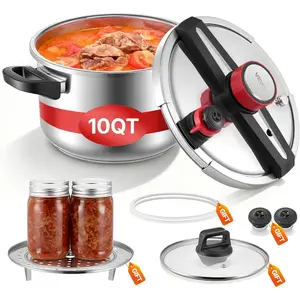 VEVOR Pressure Cooker, 8Qt Pressure Cooker Stainless Steel, Pressures Canner with Steaming Rack, Tempered Glass Lid, Three Pressures Settings for Meat, Beans, Rice, Soup, Sauces, Cook up to 100 kPaVEVOR Super Brand Day