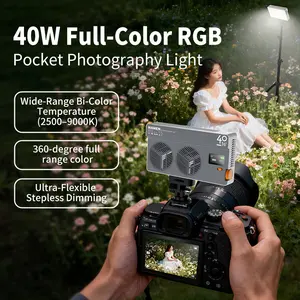 Photography fill-in light, with 40W power and RGB function, comes with camera connection accessories. It is suitable for indoor shooting and outdoor camping to create a professional lighting effect for you.