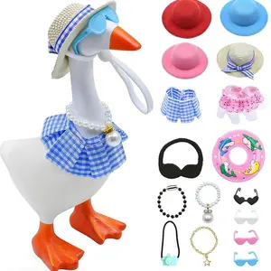 （goose and outfits are shipped separatelyDesk Goose Outfits 7 Inches, 16PCS Mini Desk Goose Clothes with Hats, Sunglasses, Bikini,Swimming Ring, Dresses for Magnetic Porch Goose Key Holder Decor & Office Gifts
