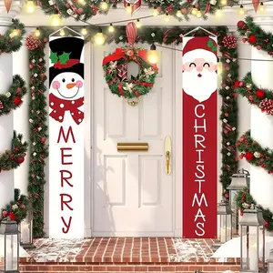 Christmas Porch Sign Set, Happy Holidays Hanging Flag, Welcome Winter Door Banner, Indoor Outdoor Wall Christmas Decorations, Party Decoration