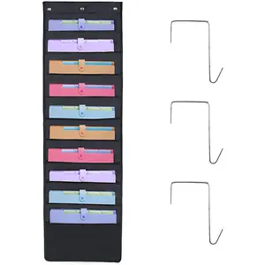10 Pockets Over Door Hanging Wall File Organizer, Oxford Cloth Storage Pocket Chart for Magazines, Pens, File Folders in Office and School