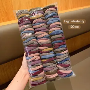 100pcs Seamless High Elastic Hair Ties, Durable and Stretchy Girl Ponytail Bands, Mixed Colors, Perfect for Everyday Use