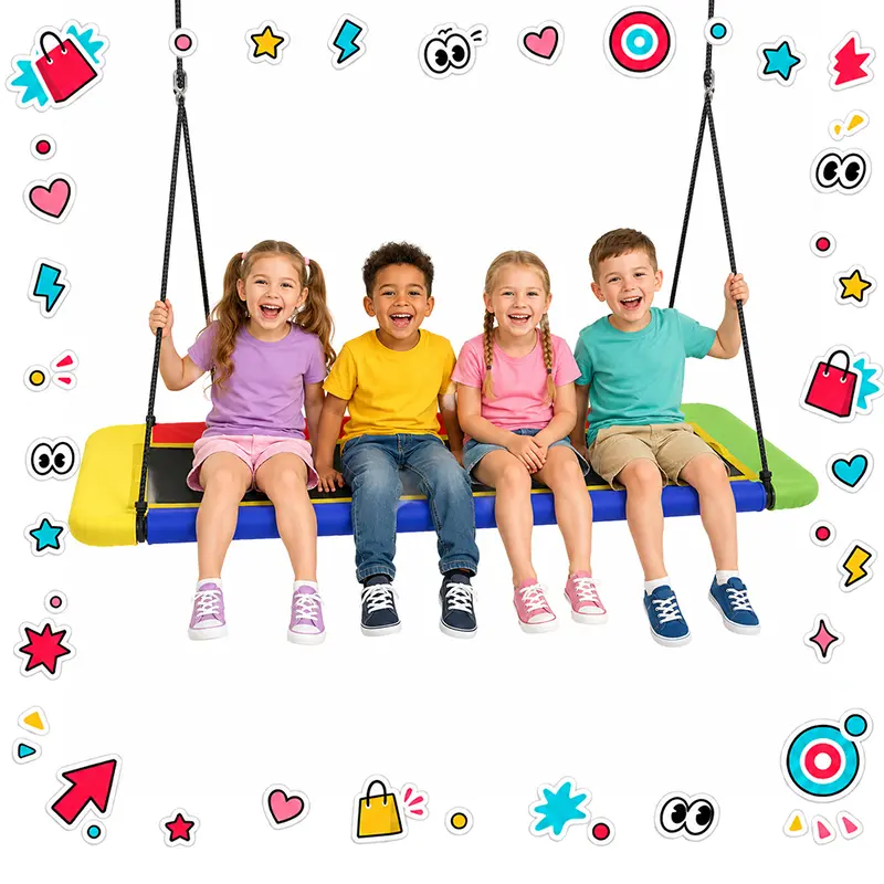 SkyBound 60'' Rectangle Platform Tree Swing for Kids Outdoor Play, Giant Flying Design, Adjustable Hanging Strap, Waterproof Tear-Resistant UV-Protected Textilene Fabric, Backyard Outdoor Play Set, Outdoor Play Sets