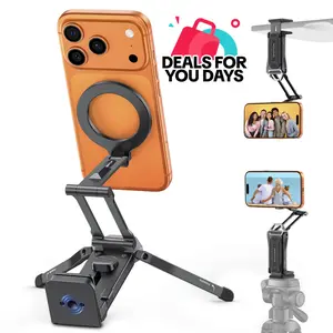 OMOTON TP02 Pro Magnetic Phone Holder for Vlogging, Content Creator Essentials with 1/4" Screw, Arca-swiss, Adjustable Metal Cellphone Mount phone stand & Selfie Stick for iPhone&Samsung#DealsForYouDays
