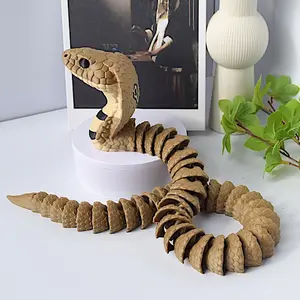 33cm 3D Printed Realistic Fully Articulated Cobra Snake Model - Flexible Movable Joint Collectible Figurine, Creative Desktop Decoration for Sports & Outdoor Protective Gear Enthusiasts