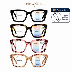 Oversized Square Progressive Reading Glasses, Blue Light Filtering Readers with Spring Hinge, Lightweight Computer Eyeglasses for Women Men