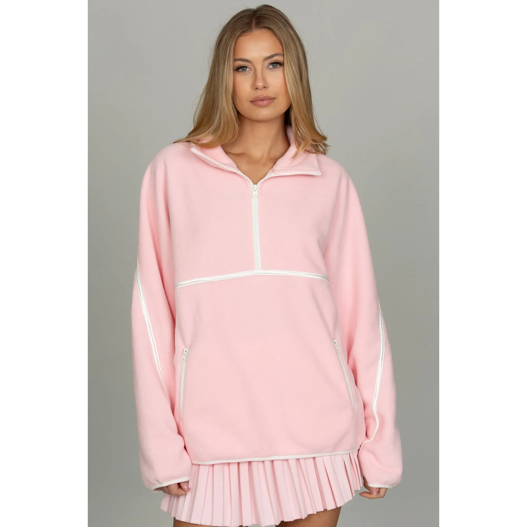 Almond Blossom Minimalistic Half-Zip Pullover