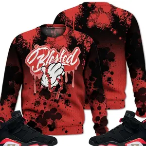 Retro 6 Infrared Outfits, Black Infrared 6s Ugly Sweater, God Blessed Outfits Streetwear Unisex Sneaker Matching Shirts