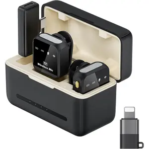 Wireless Lavalier Microphone for iPhone iPad Android With Charging Case 80h Battery Life, Noise Cancellation, 164ft Range Plug-Play Clip On Lapel Mic for Youtube, Video Recording, Vlog, Live Streaming