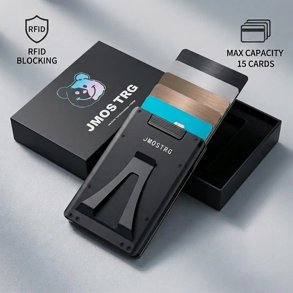 Men's Plain Solid Minimalist Anti-Theft RFID Blocking Aluminum Wallet - Tactical Contactless Card Holder with Pop-Up Ejector, Money Clip, Credit Card Organizer for Husbands, Business Use, Rfid Blocking Wallets