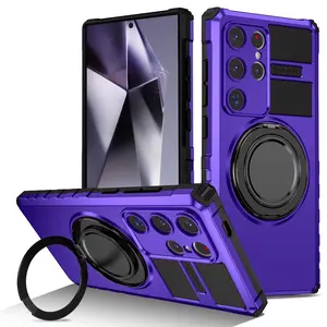 Ring Magnetic Stand Anti-Drop Phone Case for Samsung Galaxy S25 Ultra S24 Ultra S23 Ultra S22 Ultra, Protective Cover, Wireless Charging Friendly