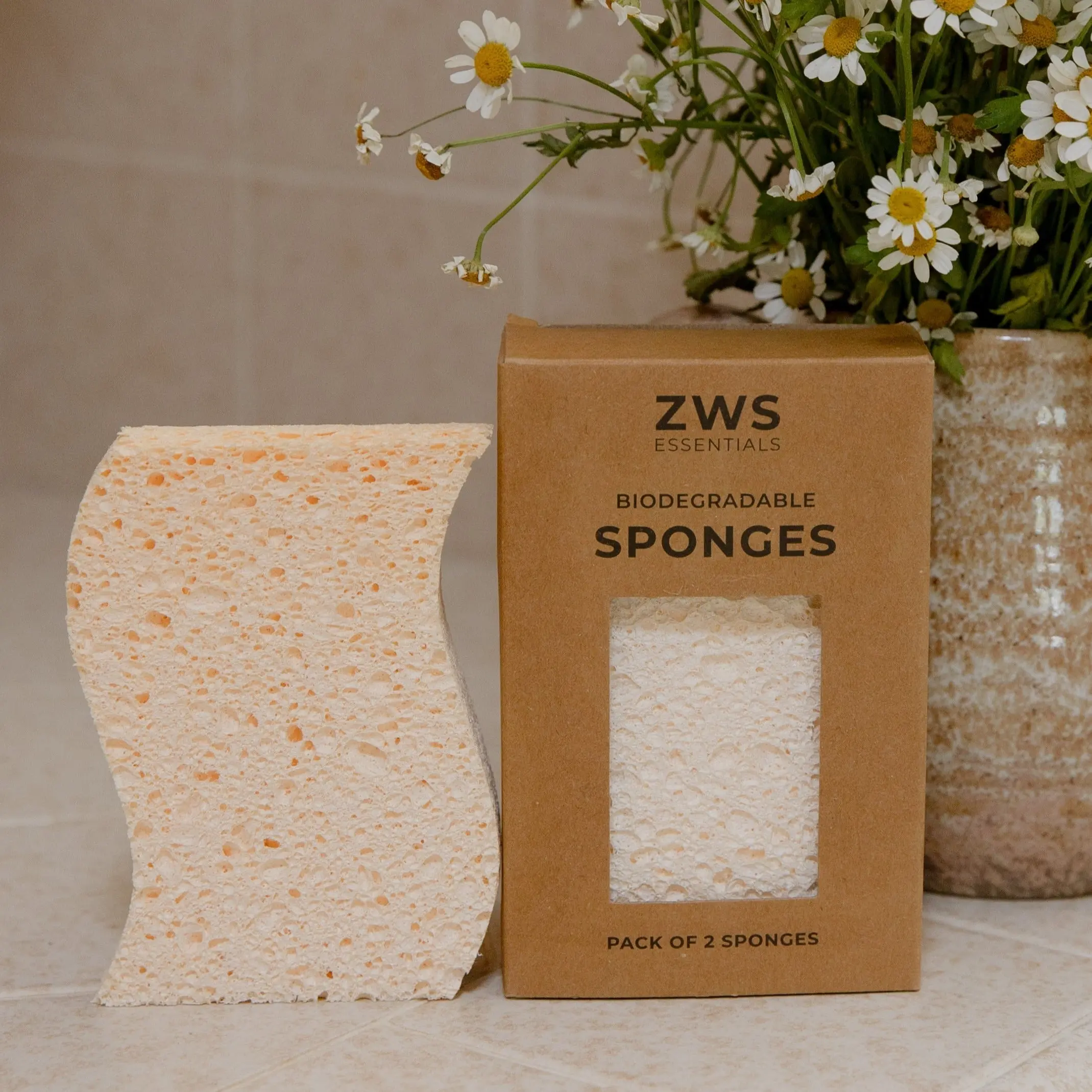 Biodegradable Kitchen Sponges - Plastic-Free, Eco-Friendly, Dish Washing and Cleaning, Compostable Made From Cellulose