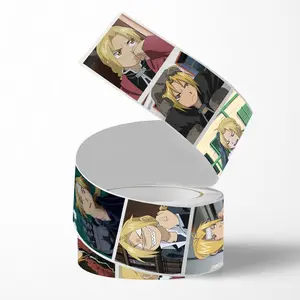 500 Sheets/1 Roll Fullmetal Alchemist Edward Peel-And-Stick Stickers, Anime Sticker, 8 Unique Designs, Ideal for Daily Use & Gift Packaging Decoration