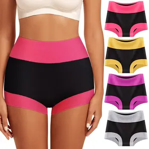 Women's Underwear Boyshorts Cotton Stretch Panties High Waisted Soft Plus Size 4 Pack
