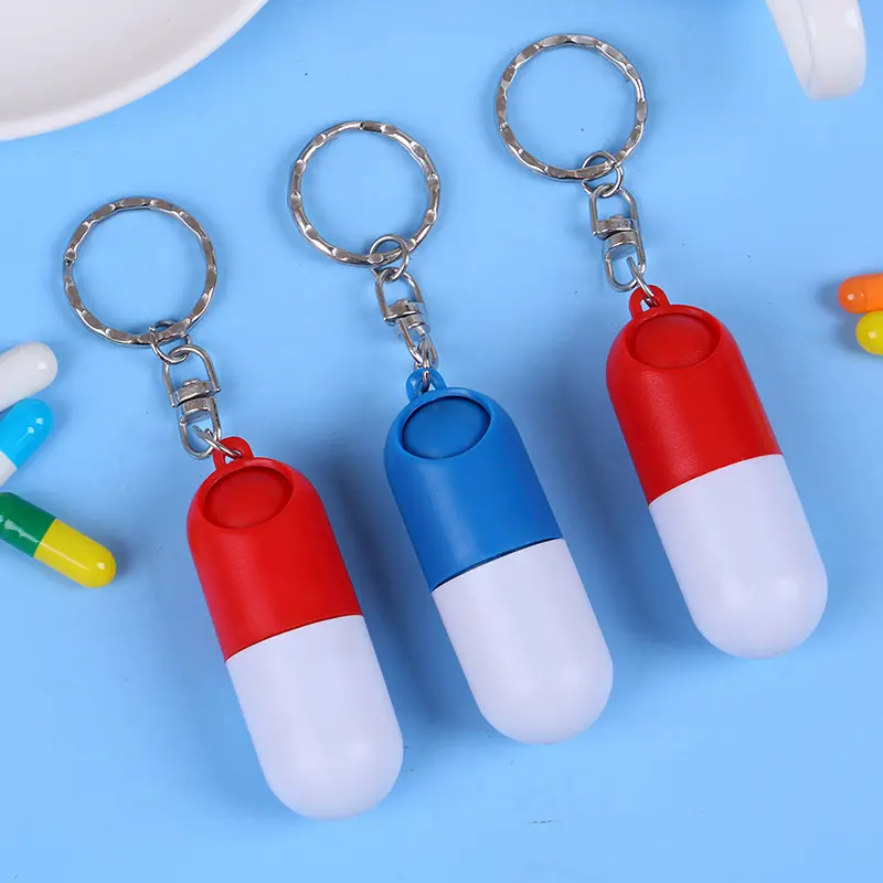 1pc Mini Capsule Pill Box Portable Pill Box with Keychain Mini Pill Box Keychain Keyring Stash Medicine Box Health Care