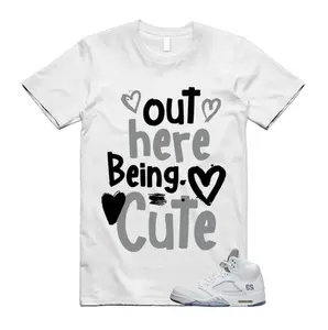 White Grey Metallic Style Tee, White Metallic 5 Outfit, Sneaker Matching Outfit Shirt, Unisex Graphic Cotton T-Shirt, Trendy Casual Wear