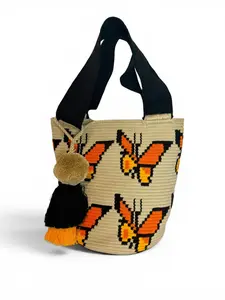 Tote shoulder Bag Large Wayuu zipper sliding with ornament