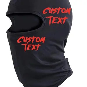 Custom Text Red Ski Mask Balaclava Unisex Cold Weather Durable Polyester Full Face Protection for Slopes & City Streets.( PRESS ADD NOTE TO PUT CUSTOM TEXT)