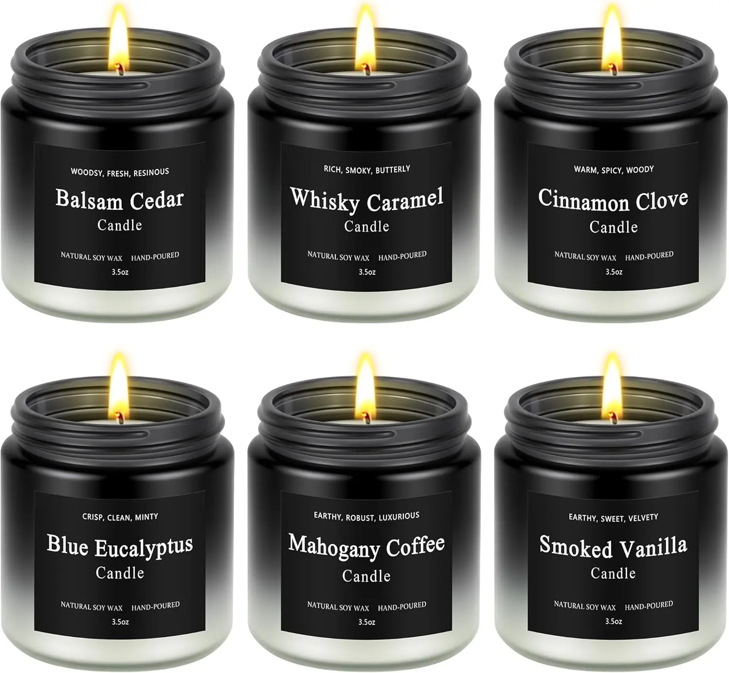 6 Pack Candles for Home Scented Aromatherapy Candles Gifts Set for Mens, Men Candle Set, 21 oz 150 Hour Long Lasting Candles, Gifts for Men, Birthday, Anniversary Present Father's Day Gift
