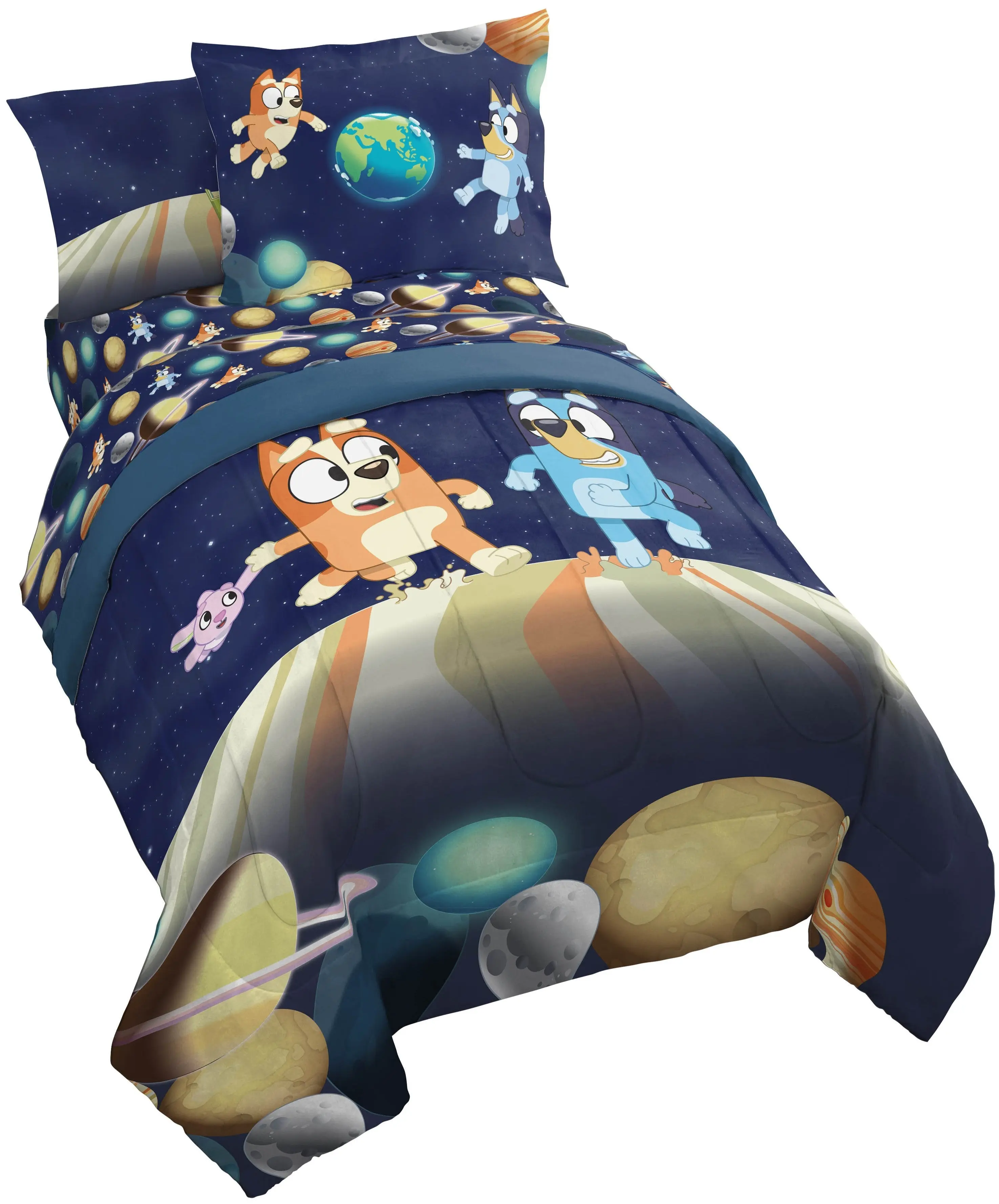 Jay Franco Bluey Blast Off Space Bedding Set, Ideal for Holidays, Birthdays, Sleepovers, Suitable for Boys and Girls, Bedding Sets, Kids Sheet